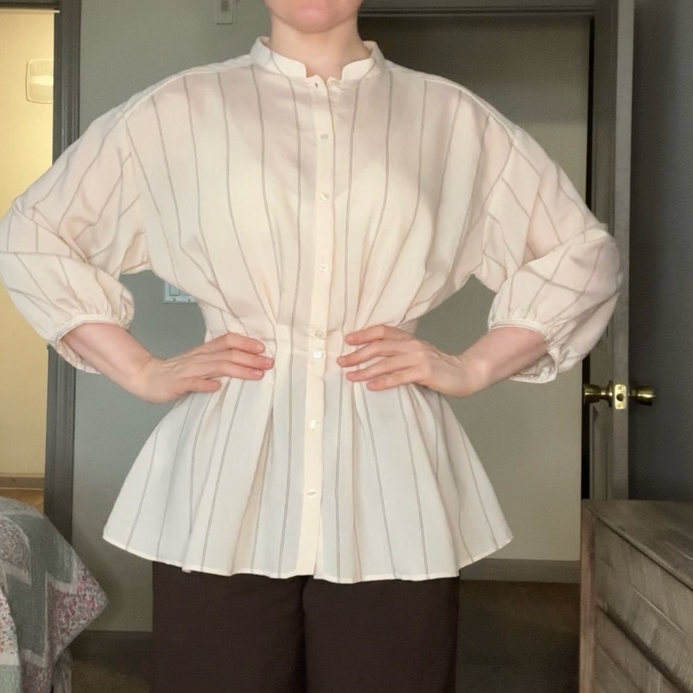 Cream Striped Women's Top
